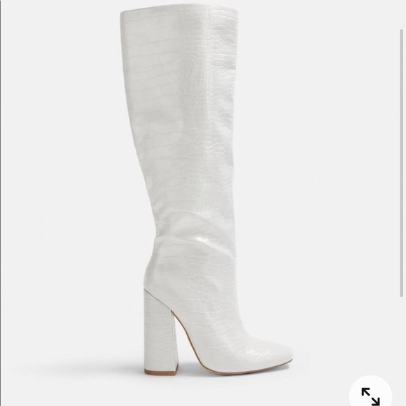 Missguided White Faux Leather Boots 